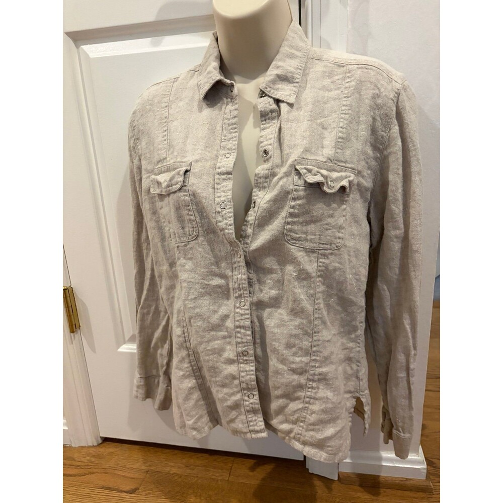 Chico's Linen Snap-Front Shirt - 0
